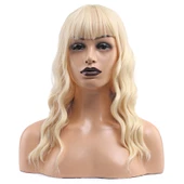 Dalgalı Kısa Perçemli Fiber Sentetik Peruk - Platin thumbnail 1