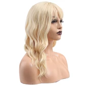 Dalgalı Kısa Perçemli Fiber Sentetik Peruk - Platin thumbnail 2