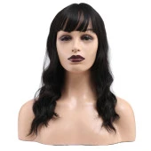 Dalgalı Kısa Perçemli Fiber Sentetik Peruk - Koyu Kestane thumbnail 4