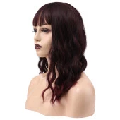 Dalgalı Kısa Perçemli Fiber Sentetik Peruk - Kızıl Kahve thumbnail 3