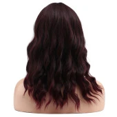 Dalgalı Kısa Perçemli Fiber Sentetik Peruk - Kızıl Kahve thumbnail 4