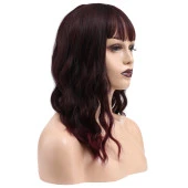 Dalgalı Kısa Perçemli Fiber Sentetik Peruk - Kızıl Kahve thumbnail 2