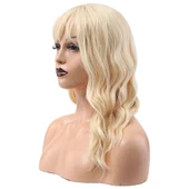 Dalgalı Kısa Perçemli Fiber Sentetik Peruk - Platin thumbnail 3