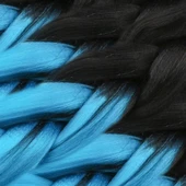 Afrika Örgüsü Ve Rasta İçin Sentetik Ombreli Saç - Siyah / Turkuaz Mavi thumbnail 2