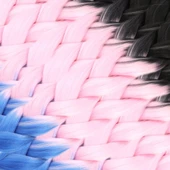 Afrika Örgüsü Ve Rasta İçin Sentetik Ombreli Saç - Siyah / Pembe / Mavi thumbnail 2