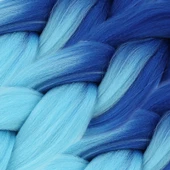 Afrika Örgüsü Ve Rasta İçin Sentetik Ombreli Saç - Koyu Mavi / Açık Mavi thumbnail 2