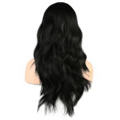 Dalgalı Perçemli Fiber Sentetik Orta Boy Peruk - Siyah thumbnail 4