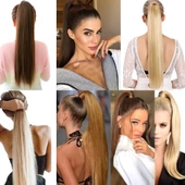 Bağlamalı Düz At Kuyruğu - Kumral Beyaz Platin Röfleli thumbnail 2