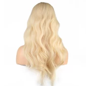 Dalgalı Perçemli Fiber Sentetik Orta Boy Peruk - Platin thumbnail 1