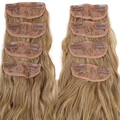 Fiber Sentetik Kabarık Dalgalı 8 Parça Çıt Çıt - Karamel Platin Röfleli thumbnail 2