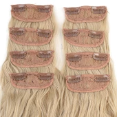 Fiber Sentetik Kabarık Dalgalı 8 Parça Çıt Çıt - Kumral Beyaz Platin Röfleli thumbnail 2