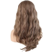 Su Dalgası Uzun Perçemsiz Fiber Sentetik Peruk - Küllü Bebek Sarı thumbnail 4