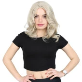 Kahkülsüz Fiber Sentetik Orta Boy Dalgalı Peruk - Balköpüğü / Platin Röfleli thumbnail 1