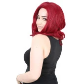 Kahkülsüz Fiber Sentetik Orta Boy Dalgalı Peruk - Kızıl thumbnail 3