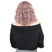 Fiber Sentetik Kısa Dalgalı Perçemsiz Peruk - Gül Kurusu thumbnail 4