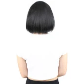 Küt Kahküllü Fiber Sentetik Peruk - Siyah thumbnail 2