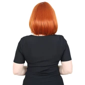 Küt Kahküllü Fiber Sentetik Peruk - Bakır thumbnail 4