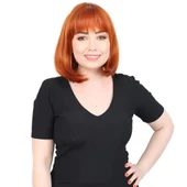 Küt Kahküllü Fiber Sentetik Peruk - Bakır thumbnail 1