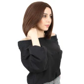 Kahkülsüz Düz Kısa Fiber Sentetik Peruk - Kahve Karamel thumbnail 2