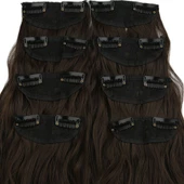 Fiber Sentetik Kabarık Dalgalı 8 Parça Çıt Çıt - Açık Kahve thumbnail 2