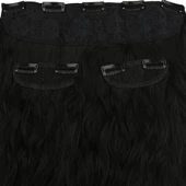 Fiber Sentetik Kabarık Dalgalı Yarım Ay + 2 Yan Çıt Çıt - Siyah thumbnail 2