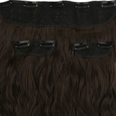 Fiber Sentetik Kabarık Dalgalı Yarım Ay + 2 Yan Çıt Çıt - Açık Kahve thumbnail 2