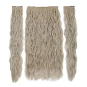 Fiber Sentetik Kabarık Dalgalı Yarım Ay + 2 Yan Çıt Çıt - Balköpüğü Platin Röfleli thumbnail 3