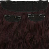 Fiber Sentetik Kabarık Dalgalı Yarım Ay + 2 Yan Çıt Çıt - Koyu Kızıl thumbnail 2