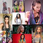 Simli Açık Mavi / Neon Sarı / Pembe Ombreli Örgülük Saç 100 Gr. thumbnail 3