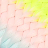 Simli Neon Sarı / Şeker Pembe / Su Yeşili Ombreli Örgülük Saç 100 Gr. thumbnail 2