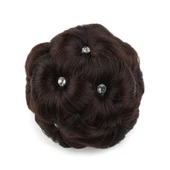 Taşlı Topuz Toka - Koyu Kahve thumbnail 1