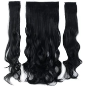 Fiber Sentetik Dalgalı Yarım Ay + 2 Yan Çıt Çıt - Siyah thumbnail 1