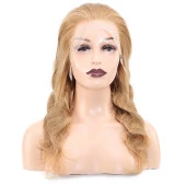 Dalgalı Front Lace Gerçek Tül Peruk - Sıcak Karamel - 60-65cm thumbnail 1