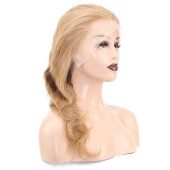 Dalgalı Front Lace Gerçek Tül Peruk - Sıcak Karamel - 60-65cm thumbnail 2