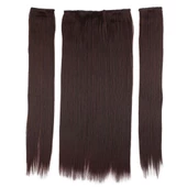 Fiber Sentetik Düz Yarım Ay + 2 Yan Çıt Çıt - Koyu Kahve thumbnail 1