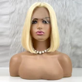 Platin T Lace Gerçek Küt Peruk thumbnail 1