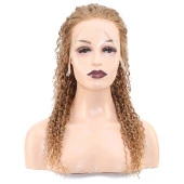 Afro Dalga Front Lace Gerçek Tül Peruk - Sıcak Karamel - 60-65cm thumbnail 1