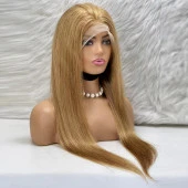 Düz Front Lace Gerçek Tül Peruk - Kumral - 70-75cm thumbnail 2