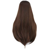 Düz Perçemli Uzun Fiber Sentetik Peruk - Kahve Karamel thumbnail 4
