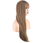 Düz Perçemli Uzun Fiber Sentetik Peruk - Bebek Kumralı thumbnail 3