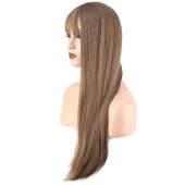 Düz Perçemli Uzun Fiber Sentetik Peruk - Bebek Kumralı thumbnail 2