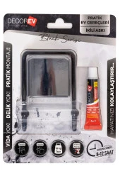 Decorev DC-5053 Dekoratif Yapıştırmalı Banyo Mutfak Metal İkili Kancalı Askı Siyah Pratik Vidasız - 3