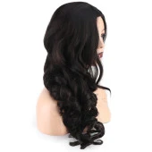 Dalgalı Perçemsiz Uzun Fiber Sentetik Peruk - Kestane thumbnail 2