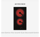 EMİNÇELİK EC-AH VC02 BG30 2 Gözü Elektrikli Vitro Seramik Siyah Cam Domino Ankastre Gömmeli Ocak SANCAK ALİMER - 4