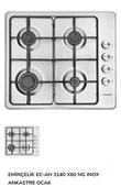 Eminçelik EC-AH 3140 X60 Ankastre Gömmeli Paslanmaz Inox Ocak SANCAK ALİMER thumbnail 2