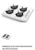 EMİNÇELİK EC-SÜ 1240 WG 60 Set Üstü (Tezgah üstü) Beyaz Cam Ocak SANCAK ALİMER - 4