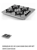 EMİNÇELİK EC-SÜ 1240 GG60 Set Üstü Tezgahüstü Gri Cam Ocak thumbnail 2