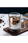 Mithra Life 2 Adet 250 ML Çift Cidarlı Isı Yalıtımlı Kulplu Cam Şeffaf Kupa MIT1009 - 1