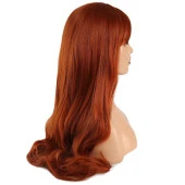 Kahküllü Uzun Dalgalı Fiber Sentetik Peruk - Bakır thumbnail 2