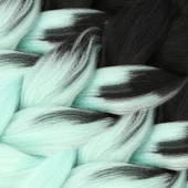 Afrika Örgülük Sentetik Ombreli Saç 100 Gr. - Siyah / Su Yeşili thumbnail 2